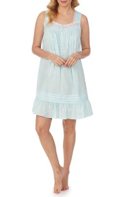 Eileen West Cotton Lawn Short Nightgown in Soft Turq