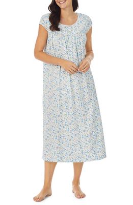 Eileen West Floral Long Cotton Nightgown in White Multi