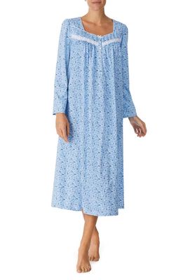 Eileen West Floral Long Sleeve Nightgown in Blue Ditsy