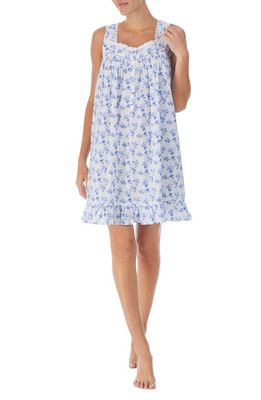 Eileen West Floral Print Cotton Lawn Chemise in Blue Floral
