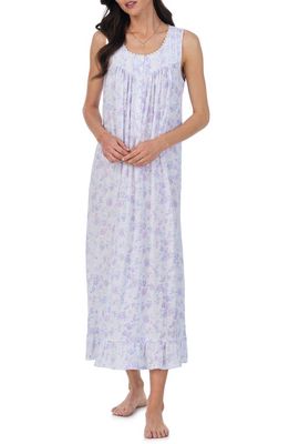 Eileen West Floral Sleeveless Ballet Cotton & Modal Nightgown in White Floral 