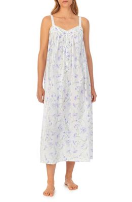 Eileen West Lace Trim Cotton Lawn Ballet Nightgown in Lilac Flora