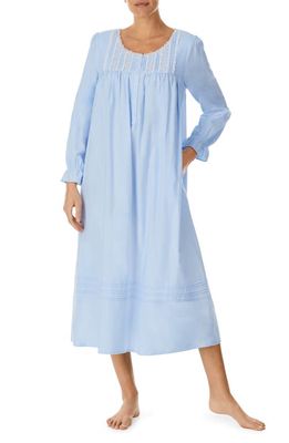 Eileen West Long Sleeve Flannel Ballet Nightgown in Blue