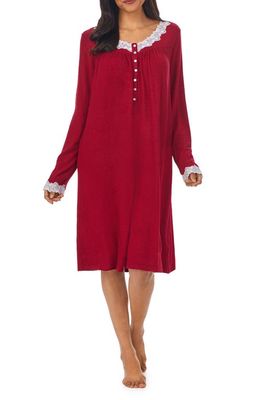 Eileen West Long Sleeve Jersey Nightgown in Berry