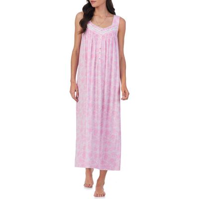 Eileen West Sleeveless Ballet Nightgown in Pink Print