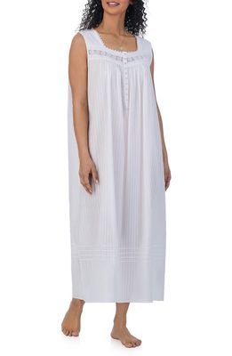 Eileen West Stripe Cotton Ballet Nightgown in White 