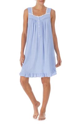 Eileen West Stripe Short Sleeveless Knit Nightgown in Blue Stp