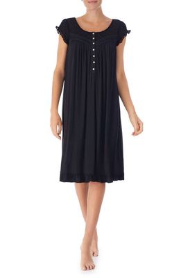 Eileen West Waltz Cap Sleeve Jersey Nightgown in Black