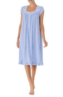 Eileen West Waltz Cap Sleeve Knit Nightgown in Blue Stp