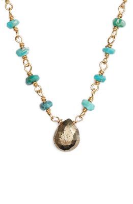 ela rae Beaded Collar Necklace in Turquoise/Pyrite