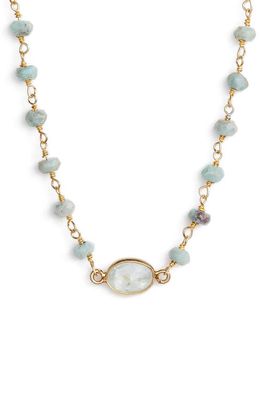 ela rae Semiprecious Stone Collar Necklace in Larimar/Aquamarine