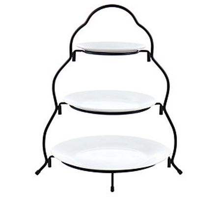 Elama 3 Tier Round Plate Porcelain Serveware Se t