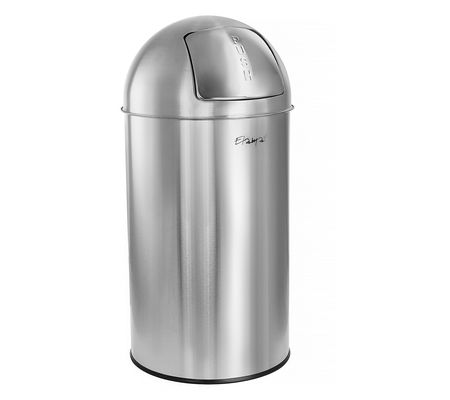 Elama 50-Liter Push Lid Stainless Steel Cylinder Trash Can