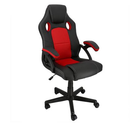 Elama Adjustable Faux Leather Gaming Chair - Black/Red