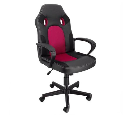 Elama Adjustable Faux-Leather Gaming Chair with Mesh