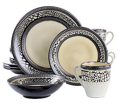 Elama Desert Sand 16-Piece Stoneware Dinnerware Set