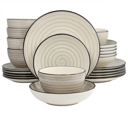 Elama Gia 24-Piece Round Stoneware Dinnerware S et