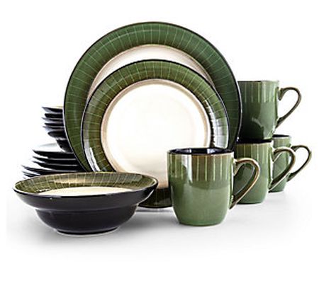 Elama Grand Jade 16-Piece Stoneware Dinnerware Set