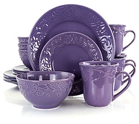Elama Lilac Fields 16-Piece Dinnerware Set