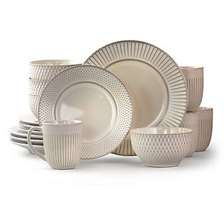 Elama Market Finds 16-Piece Stoneware Dinnerwar e Set in White