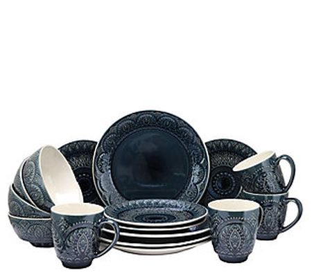 Elama Petra 16-Piece Stoneware Dinnerware Set