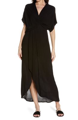 Elan Boho Twist Cover-Up Maxi Dress in Black