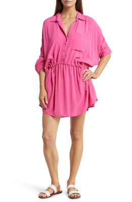 Elan Cinched Cover-Up Tunic in Pink