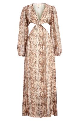 Elan Cutout Long Sleeve Cover-Up Dress in Brown Tulum