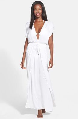 Elan Deep V-Neck Cover-Up Maxi Dress in White
