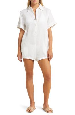 Elan Double Cotton Gauze Cover-Up Romper in White