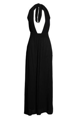 Elan Halter Cover-Up Maxi Dress in Black