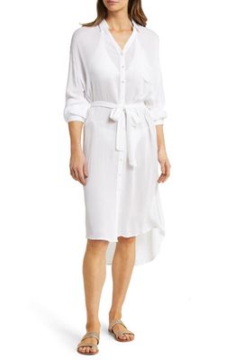 Elan Long Sleeve Shirtdress in White 