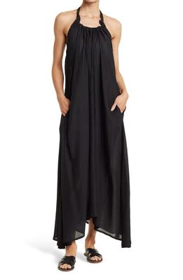 Elan Maxi Halter Cover-Up Dress in Black