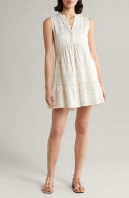 Elan Metallic Jacquard Cover-Up Minidress in Natural/Gold 