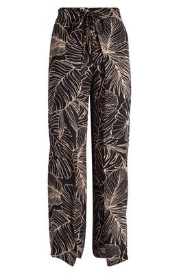 Elan Print Cover-Up Wrap Pants in Black/Natural Tropics