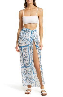 Elan Print Sarong Cover-Up Maxi Skirt in Blue Cabos Print