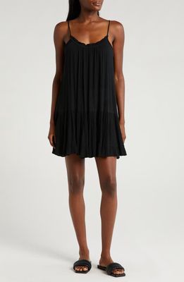 Elan Ruffle Trim Cover-Up Dress in Black