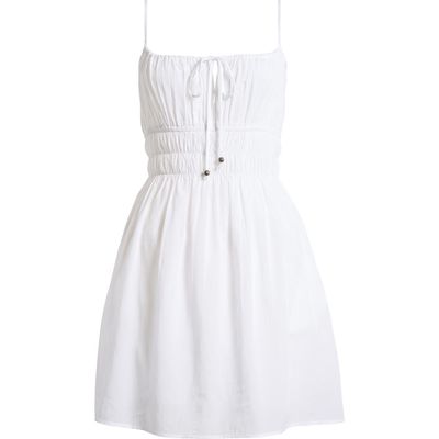 Elan Smock Waist Cover-Up Dress in White 