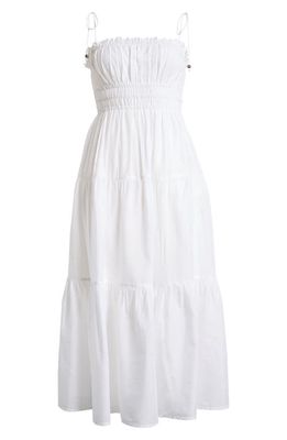 Elan Smocked Cover-Up Midi Dress in White 