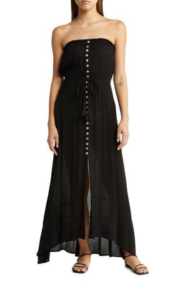 Elan Strapless Maxi Cover-Up Dress in Black
