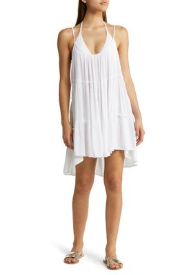 Elan Tiered Cover-Up Slipdress in White