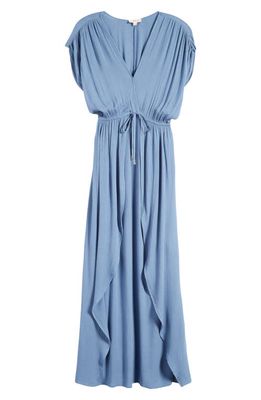 Elan Wrap Maxi Cover-Up Dress in Deep Blue