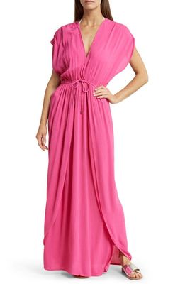 Elan Wrap Maxi Cover-Up Dress in Pink