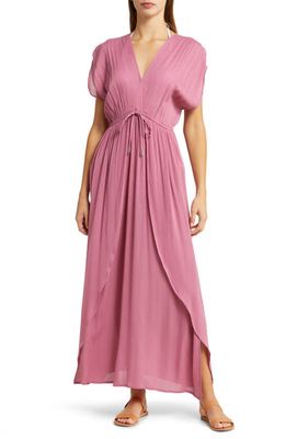 Elan Wrap Maxi Cover-Up Dress in Violet 