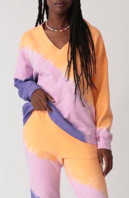 Electric & Rose Ava V-Neck Ombré Sweatshirt in Violet/Melon