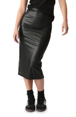 Electric & Rose Faux Leather Midi Pencil Skirt in Onyx