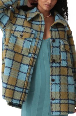 Electric & Rose Scout Plaid Wool Blend Shirt Jacket in Indigo/Chartreuse