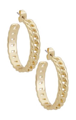 Electric Picks Jewelry Bonita Hoop Earrings in Metallic Gold.