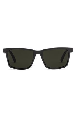 Electric Satellite 45mm Polarized Small Square Sunglasses in Matte Black/Grey Polar