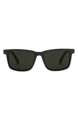 Electric Satellite 45mm Polarized Small Square Sunglasses in Matte Black/Grey